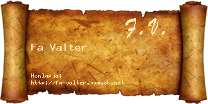 Fa Valter névjegykártya